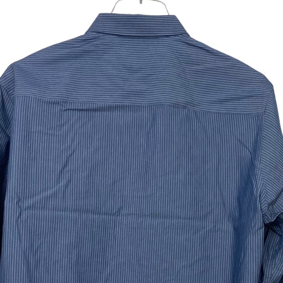 ALFANI Gray Pinstriped Long Sleeve Dress Short 15.5” 32/33 Fitted Medium - Picture 4 of 5